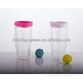 colorful double wall insulated plastic cups with straws